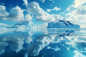 Massive iceberg drifting on water surface photo