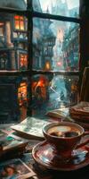 A cup of coffee on a table photo