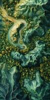 A river flowing through a forest photo