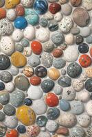 Assorted Colored Rocks Arranged on Wall photo