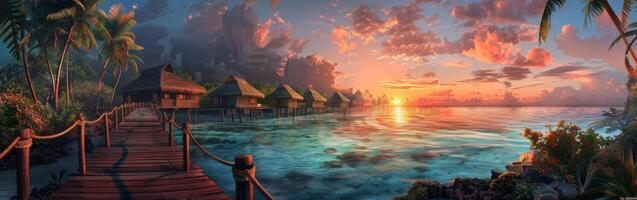 Sunset Over Tropical Island photo