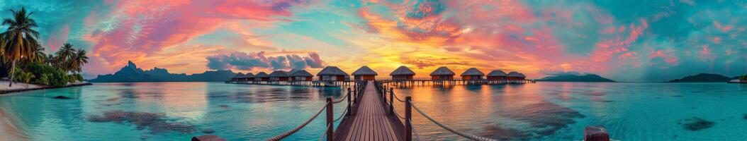 Sunset Over a Body of Water Painting photo