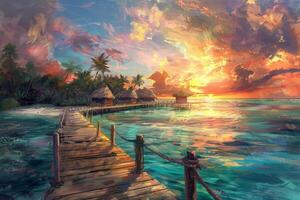 Sunset Over a Pier photo