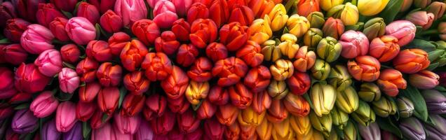 Rainbow of Tulips in Various Colors photo