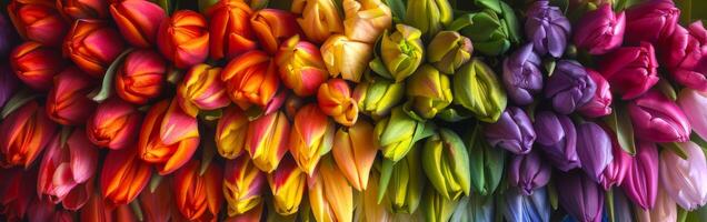 Rainbow of Tulips in a Rainbow of Colors photo