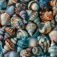 Varied Collection of Multicolored Seashells photo