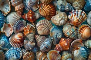 A Large Pile of Sea Shells on a Table photo