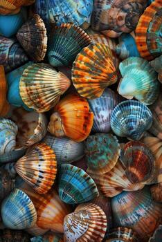 Colorful Seashells Piled Up photo