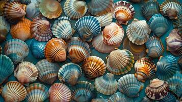 Seashells Arranged on Table photo