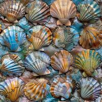 Seashells Arranged on a Rock photo