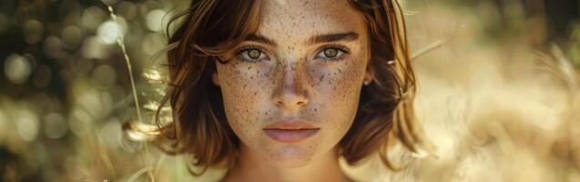 Woman With Freckles and Freckles on Her Face photo