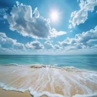 Sandy Beach With Waves Washing Ashore photo