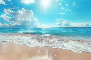 Waves Breaking on Beach Shoreline photo