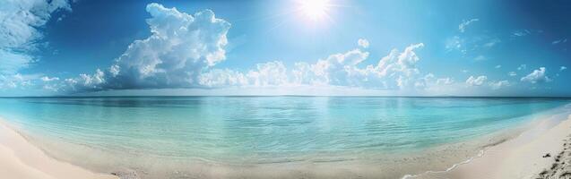 Beach Painting With Blue Sky and Clouds photo