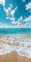 Waves Breaking on Sandy Beach photo