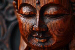 Wooden Statue With Closed Eyes photo
