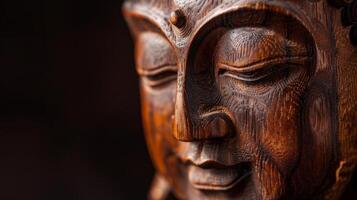 Wooden Statue of Person With Closed Eyes photo