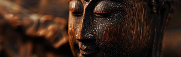Close Up of Wooden Statue of a Person photo