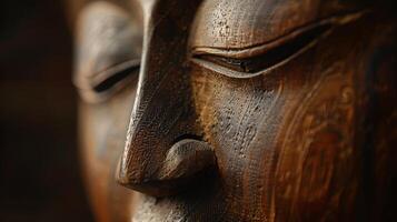 Close Up of Wooden Statue of Person photo