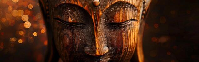 Wooden Statue of Buddha With Eyes Closed photo