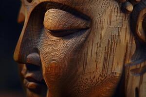 Wooden Statue With Closed Eyes photo
