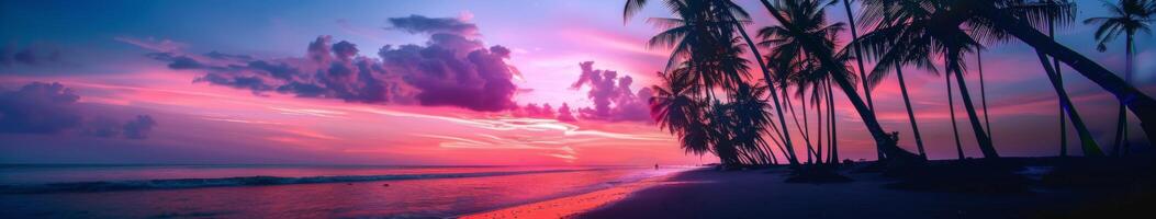 Sunset Painting With Palm Trees photo