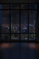 Midnight Cityscape in an Unoccupied Room photo