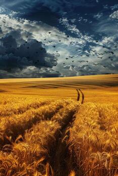 Wheat Field Under Cloudy Sky photo