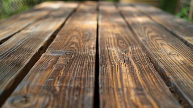 Close Up of Wooden Table With Blurry Background photo
