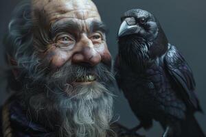 Person With Bird on Shoulder photo