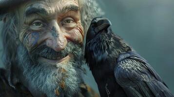 Person With Bird on Shoulder Close-Up photo