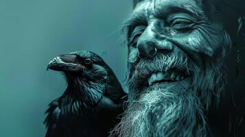 Person With Beard and Bird Close-Up photo