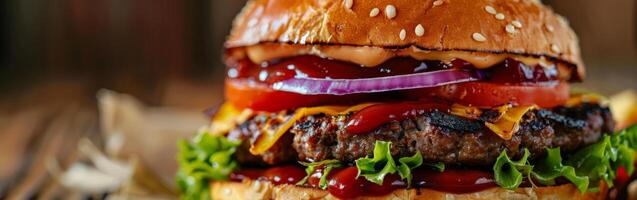 Loaded Cheeseburger With Toppings photo