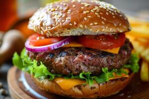 Classic Cheeseburger with Veggie Fixings photo