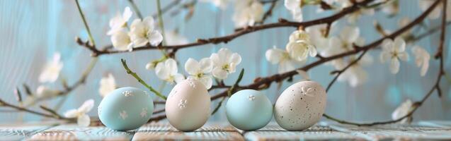 Branch With White Flowers and Eggs photo