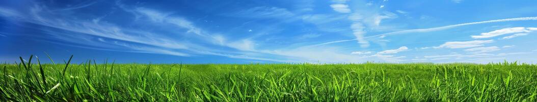 Grassy Field Under Blue Sky With Clouds photo