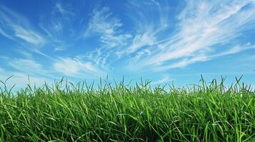 Grassy Field Under Blue Sky With Clouds photo