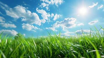 Grassy Field Under Blue Sky photo