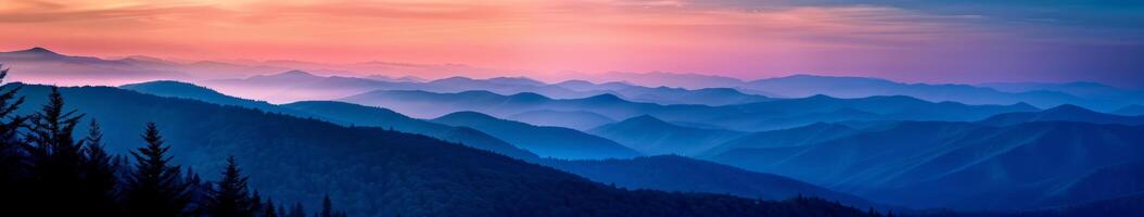 Sunset Over Mountain Range photo