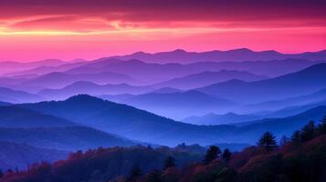 Colorful Sunset Over Mountain Range photo