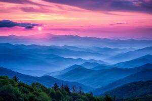 Majestic Mountain Range in Sunset Glow photo