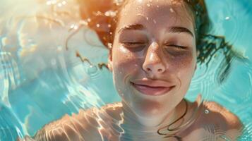 Woman Swimming With Closed Eyes in Pool photo
