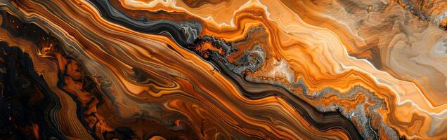 Close Up of Orange and Black Marble photo
