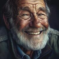 Smiling Old Man With White Beard photo
