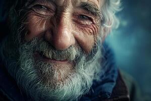 Close Up of Man With White Beard photo