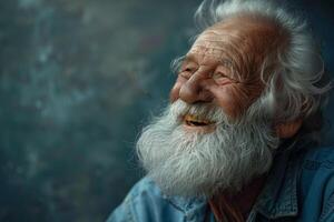 Smiling Old Man With Long White Beard photo