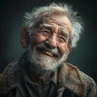 Smiling Old Man With White Hair and Beard photo