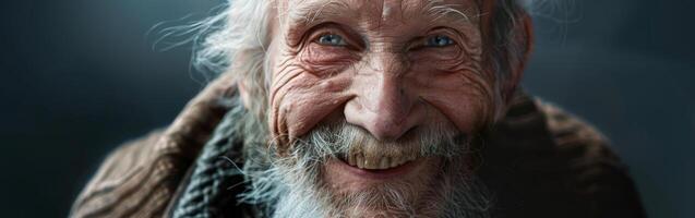 Wise Old Man With White Hair and Beard photo