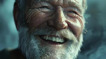 Smiling Older Man With White Hair and Beard photo
