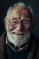 Elderly Man in Glasses and Sweater photo
